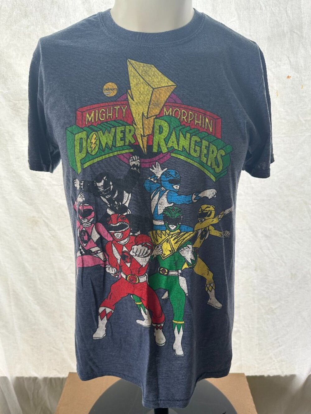 Mighty Morphin Power Rangers Men's Blue T Shirt Size Small Cotton Polyester